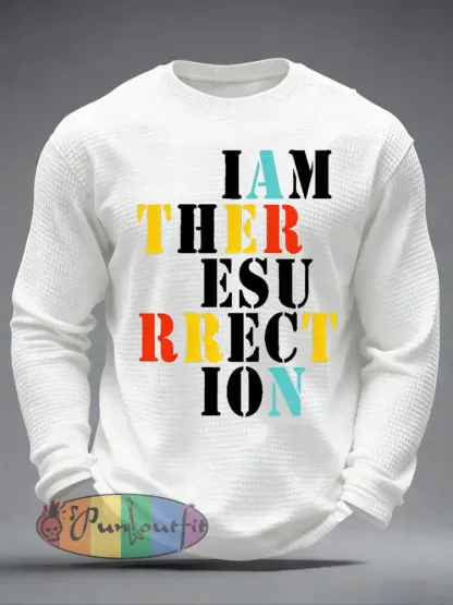 Men’s Lemon Roses Music Lover Printed Waffle Long Sleeve T-Shirt
