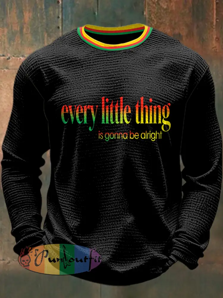 Men’s Reggae Printed Waffle Long Sleeved Round Neck Sweatshirt
