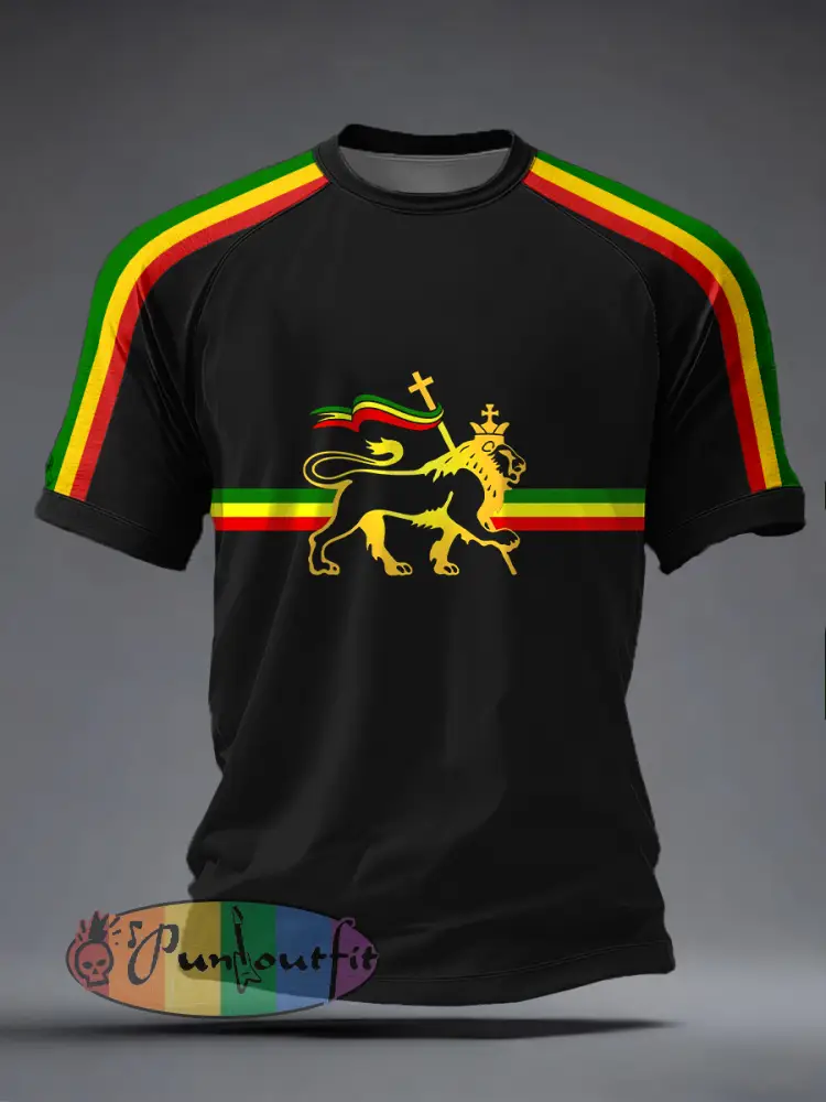 Men’s Reggae Inspired Lion Print T-Shirt