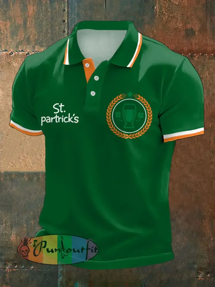Men’s Good Luck St.Partrick’s Day Irish Mods Music Lover Printed Casual Tops