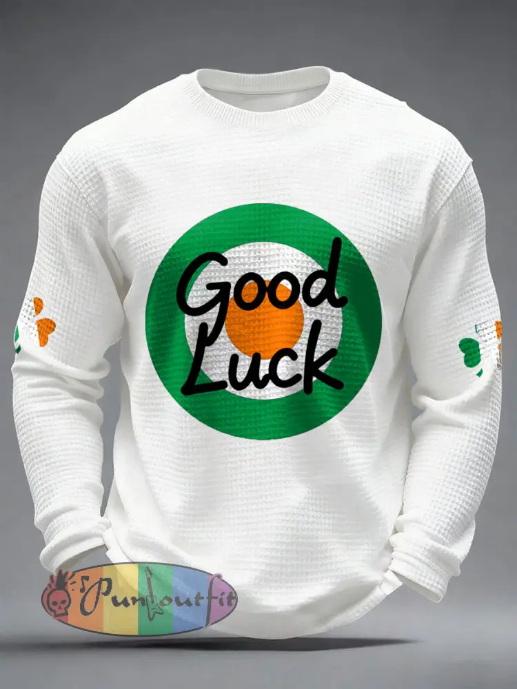 Men’s Good Luck St.Partrick’s Day Irish Mods Music Lover Printed Waffle Tops