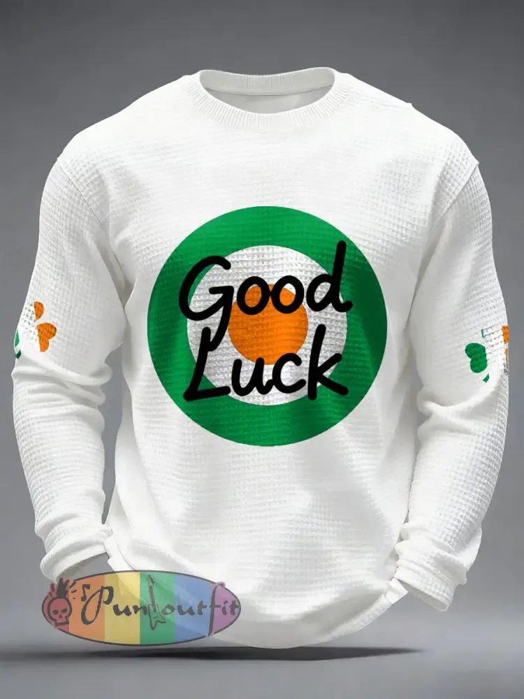 Men’s Good Luck St.Partrick’s Day Irish Mods Music Lover Printed Waffle Tops
