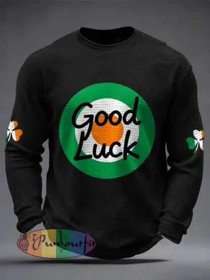 Men’s Good Luck St.Partrick’s Day Irish Mods Music Lover Printed Waffle Tops