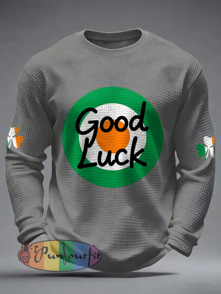Men’s Good Luck St.Partrick’s Day Irish Mods Music Lover Printed Waffle Tops