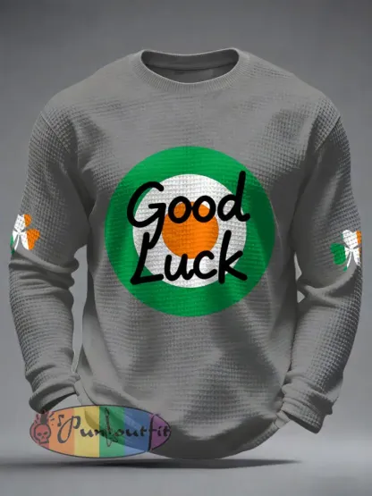 Men’s Good Luck St.Partrick’s Day Irish Mods Music Lover Printed Waffle Tops