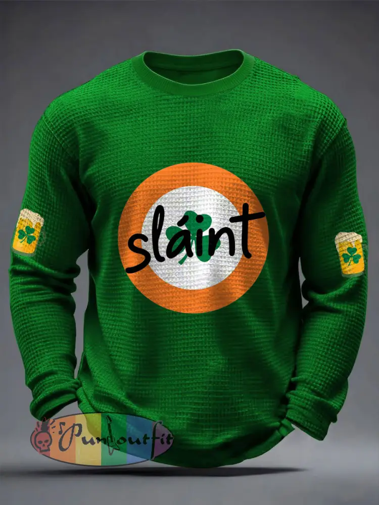Men’s Good Luck St.Partrick’s Day Irish Mods Music Lover Printed Waffle Tops
