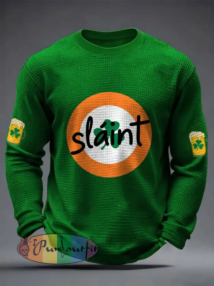 Men’s Good Luck St.Partrick’s Day Irish Mods Music Lover Printed Waffle Tops