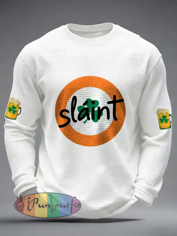 Men’s Good Luck St.Partrick’s Day Irish Mods Music Lover Printed Waffle Tops