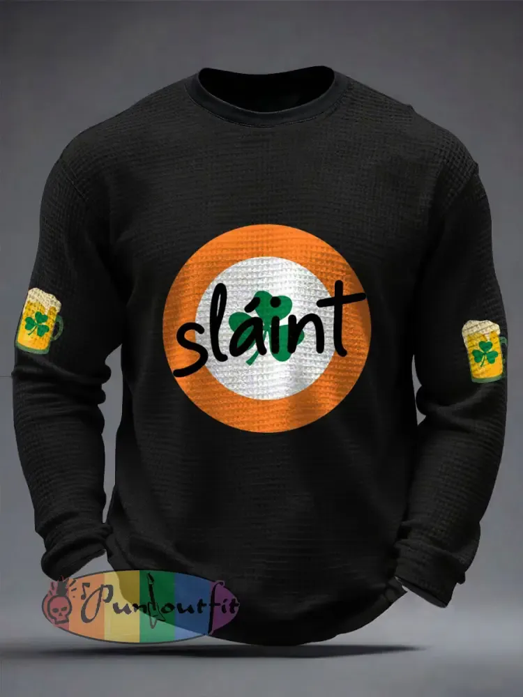 Men’s Good Luck St.Partrick’s Day Irish Mods Music Lover Printed Waffle Tops
