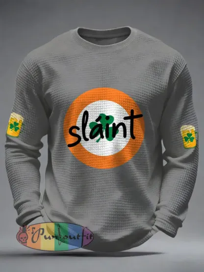 Men’s Good Luck St.Partrick’s Day Irish Mods Music Lover Printed Waffle Tops