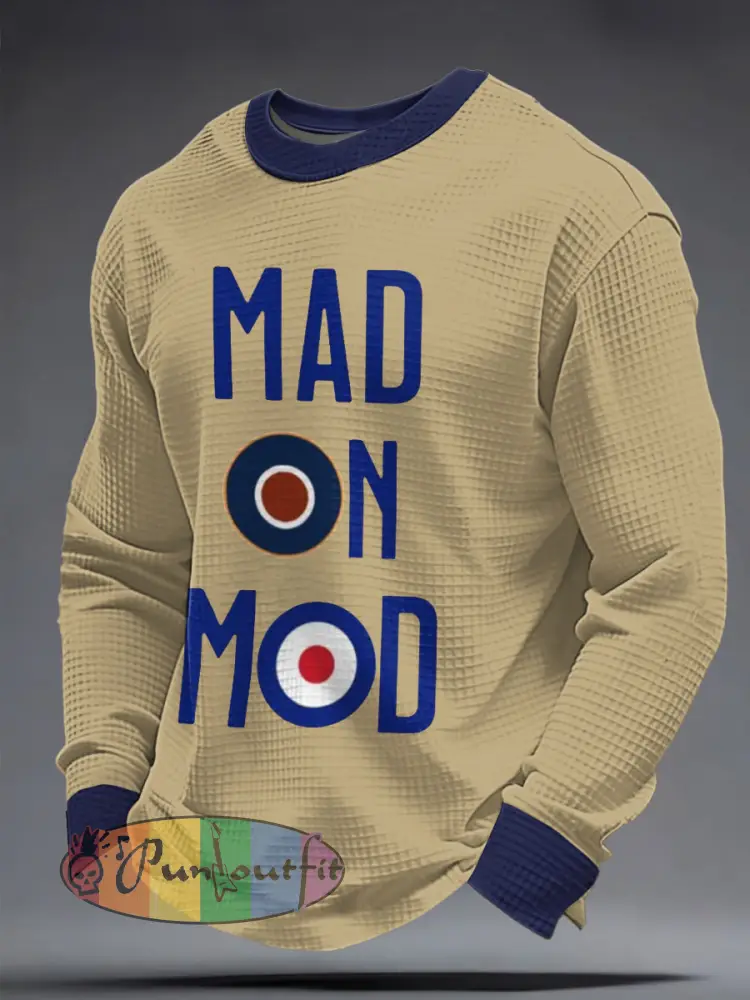 Men’s Mad On Mod Mods Music Lover Printed Waffle Sweatshirt