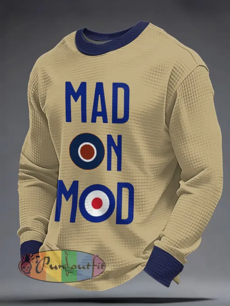 Men’s Mad On Mod Mods Music Lover Printed Waffle Sweatshirt