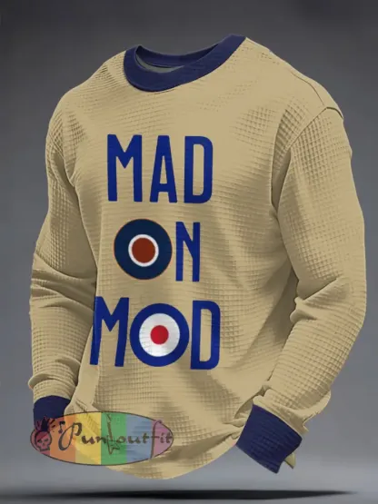 Men’s Mad On Mod Mods Music Lover Printed Waffle Sweatshirt