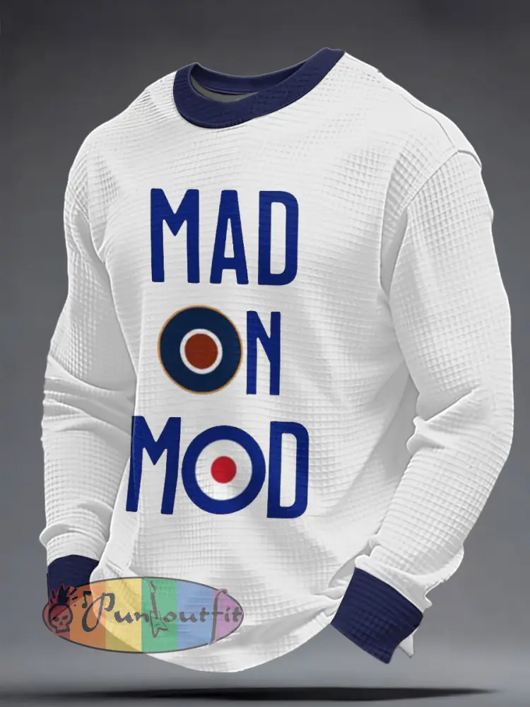 Men’s Mad On Mod Mods Music Lover Printed Waffle Sweatshirt
