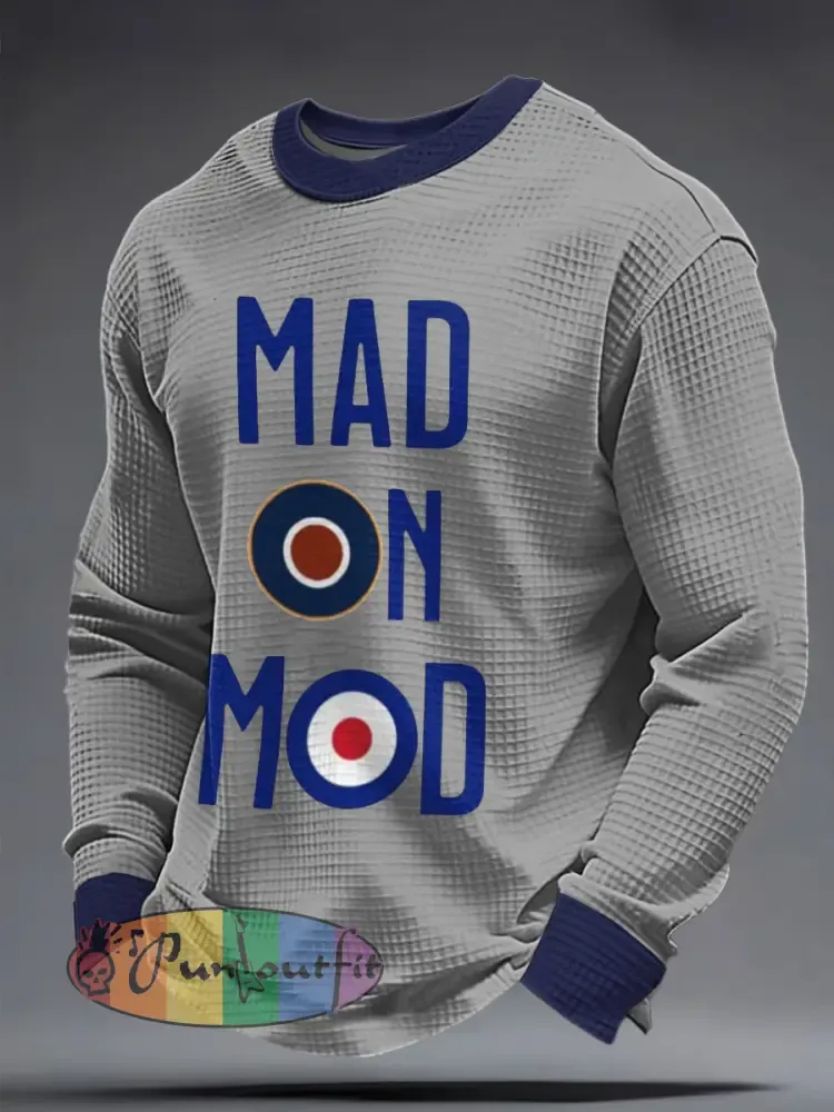 Men’s Mad On Mod Mods Music Lover Printed Waffle Sweatshirt