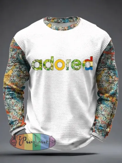 Men’s Lemon Roses Music Lover Printed Waffle Long Sleeve T-Shirt