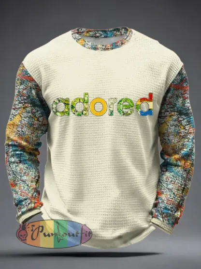 Men’s Lemon Roses Music Lover Printed Waffle Long Sleeve T-Shirt