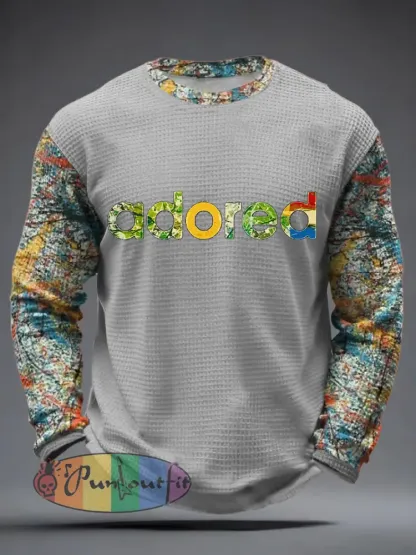 Men’s Lemon Roses Music Lover Printed Waffle Long Sleeve T-Shirt