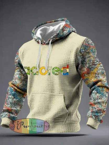 Men’s Lemon Roses Music Lover Printed Checkered Cotton Hoodie