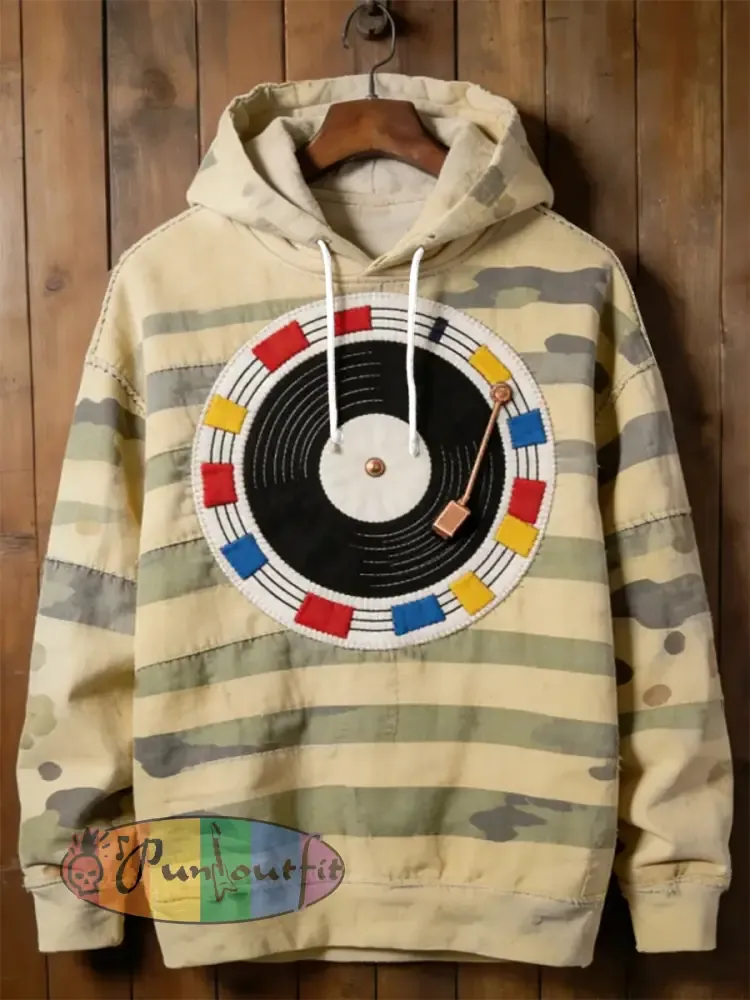 Men’s Music Note Oversized Drop-Shoulder Hoodie