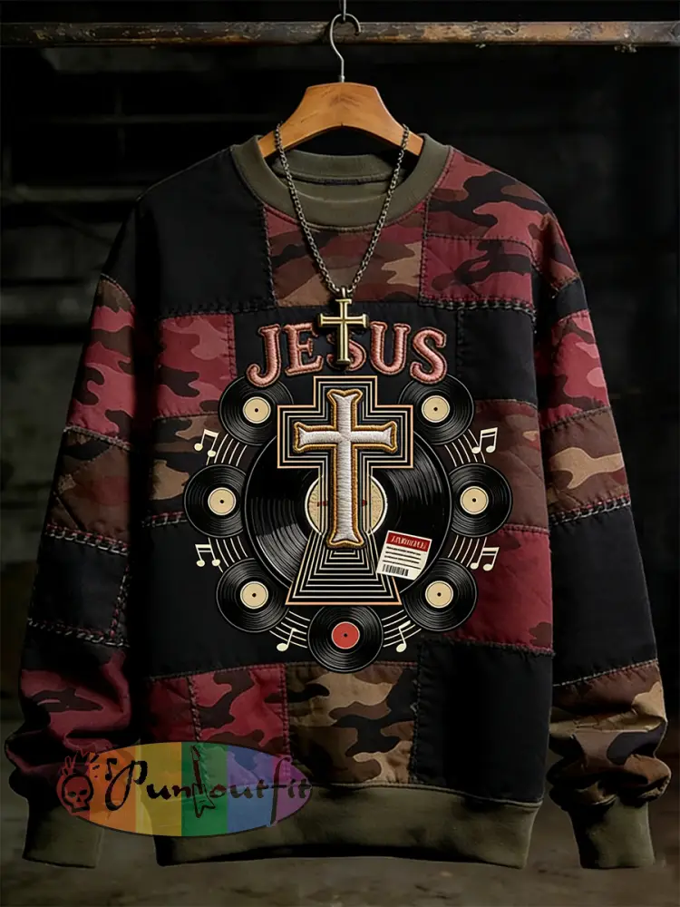 Men’s Faith Music Note Crew Neck Sweatshirt