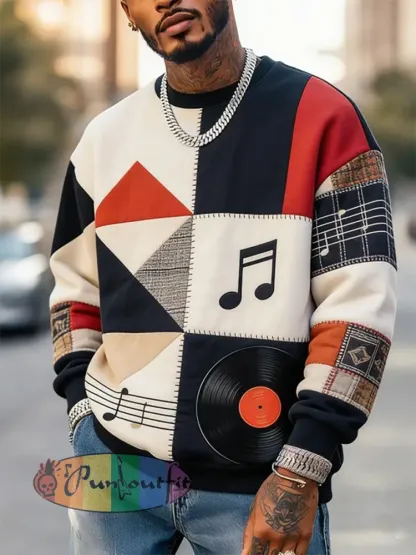 Men’s Music Note Crew Neck Sweatshirt
