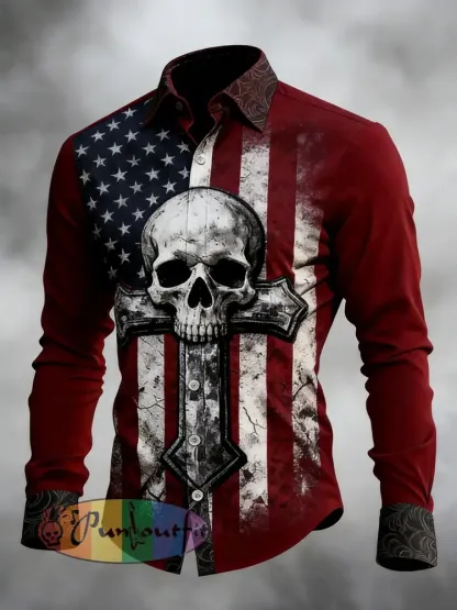 Men’s Skull Faith Cross Printed Shirt