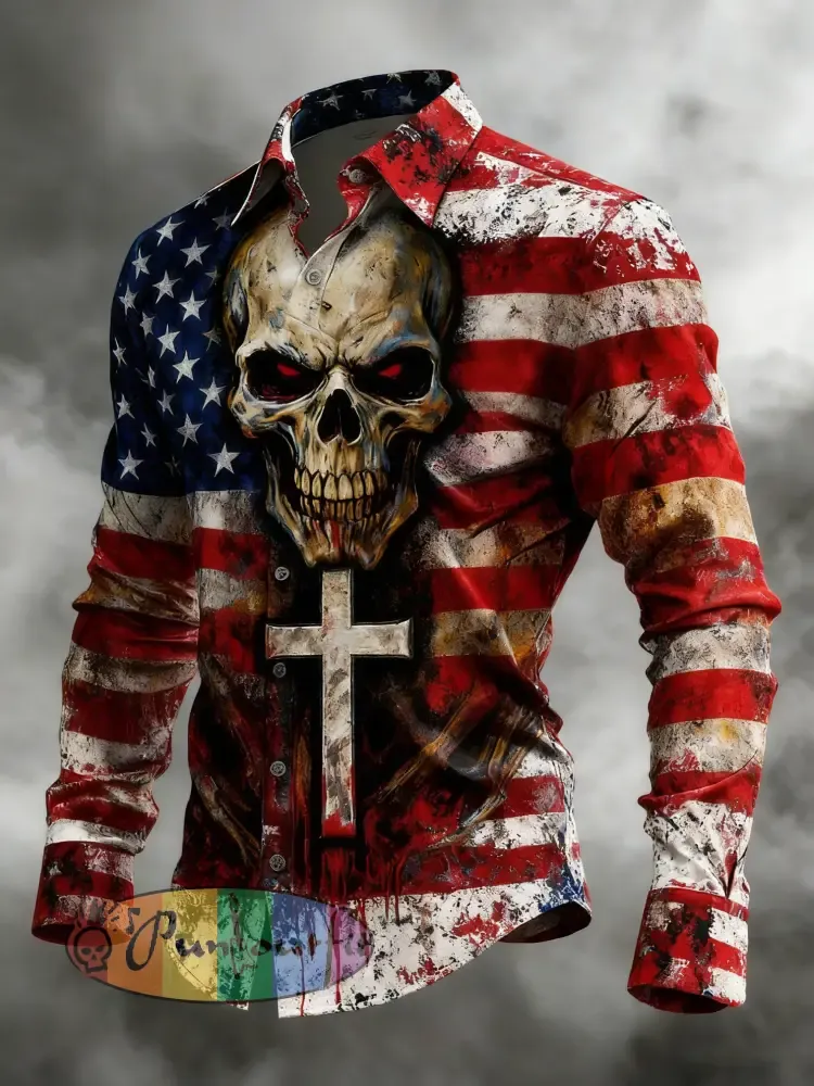 Men’s Skull Faith Cross Printed Shirt