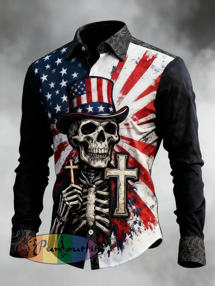 Men’s Skull Faith Cross Printed Shirt