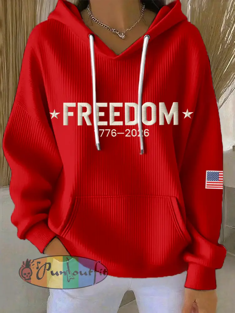Women’s America Freedom 1776–2026 Embroidered Pattern Hoodie