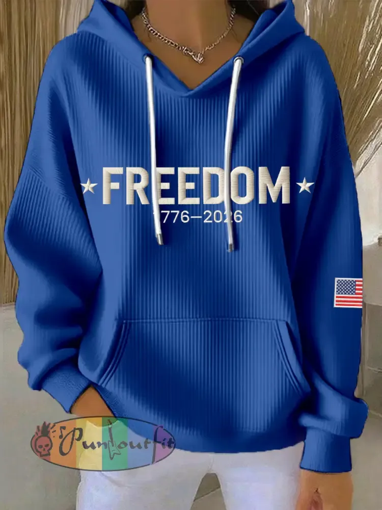 Women’s America Freedom 1776–2026 Embroidered Pattern Hoodie