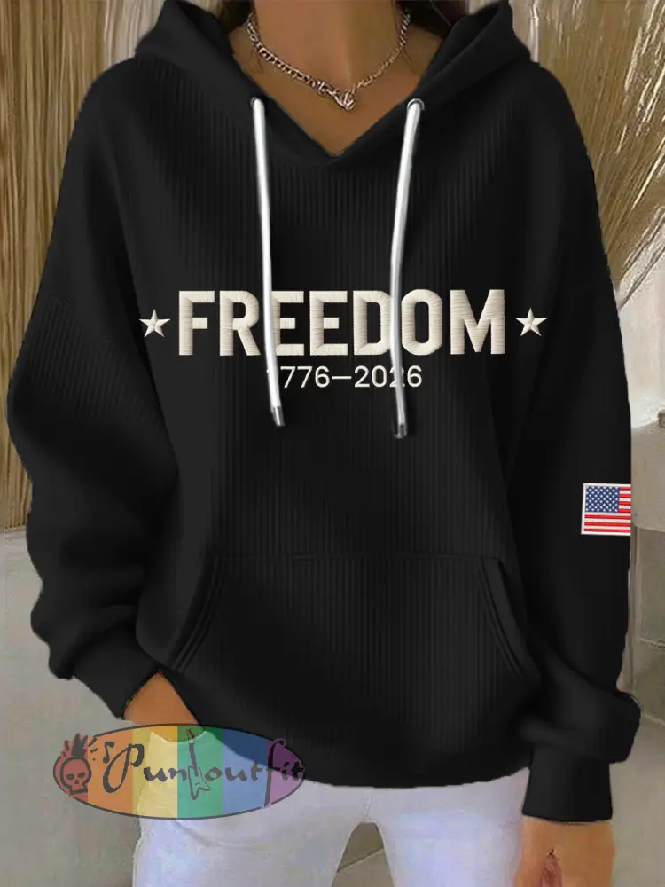 Women’s America Freedom 1776–2026 Embroidered Pattern Hoodie