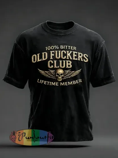 Men’s Old Fuckers Club Printed Casual T-Shirt
