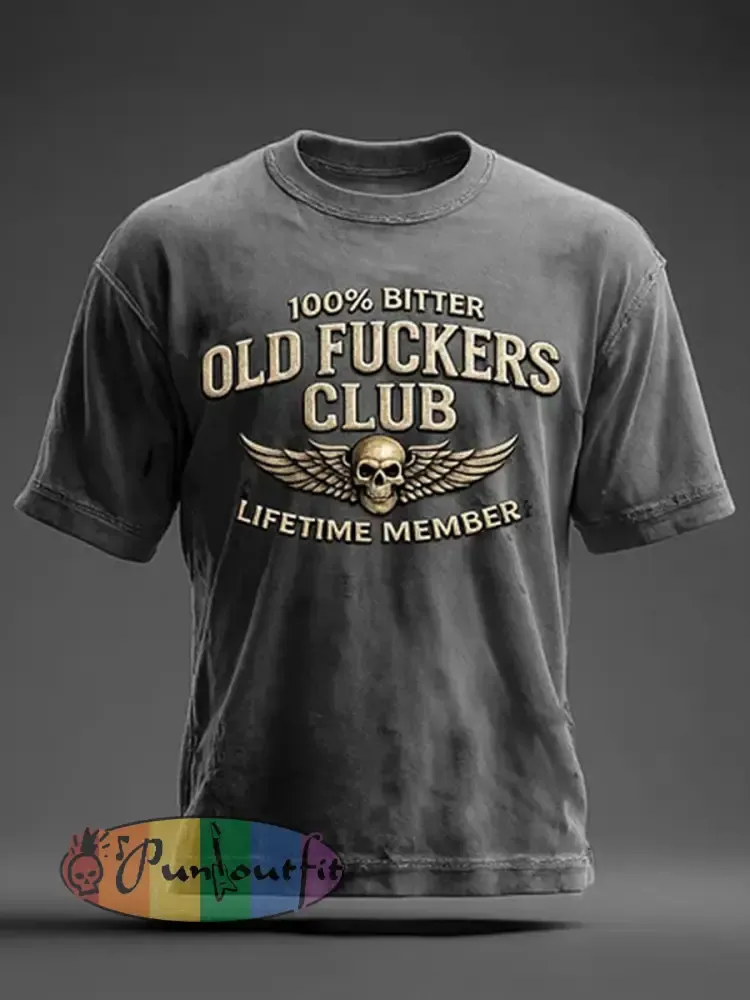 Men’s Old Fuckers Club Printed Casual T-Shirt