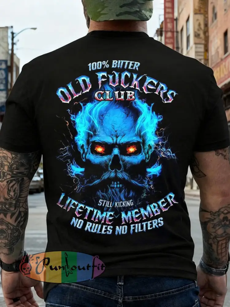 Men’s Old Fuckers Club Printed Casual T-Shirt