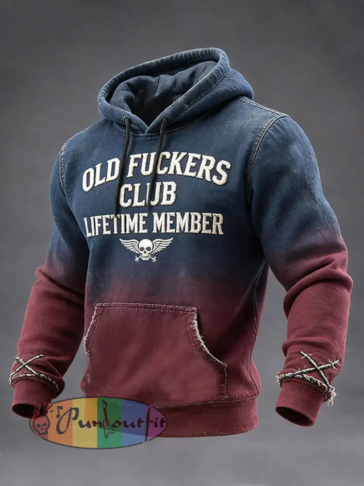 Men’s Old Fuckers Club Printed Casual Hoodie