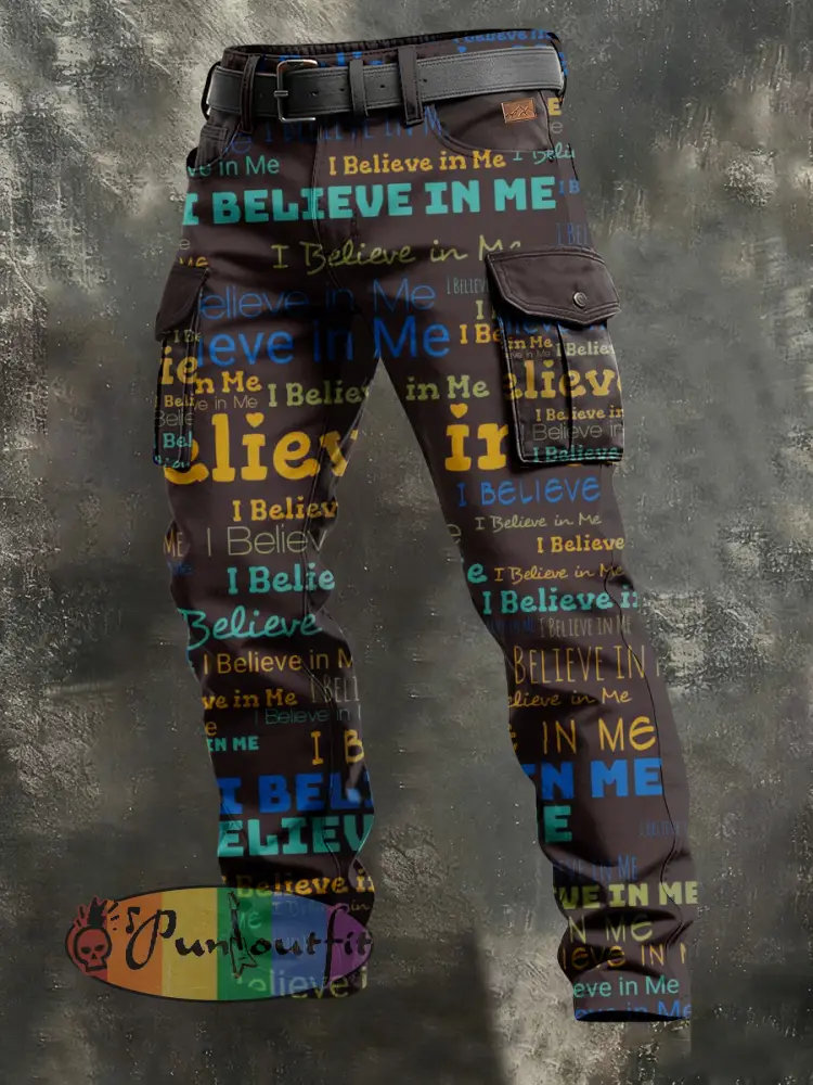 Men’s Retro Vacation Business Art Print Casual Workwear Trousers