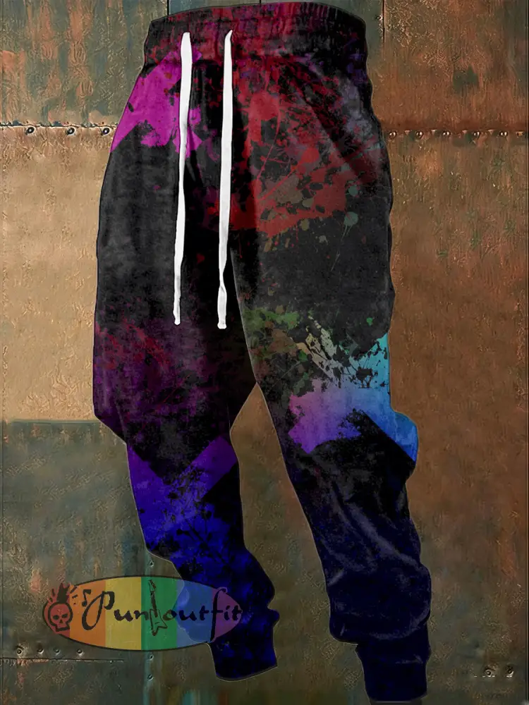 Men’s Vibrant Multicolor Abstract Splatter Sweatpants