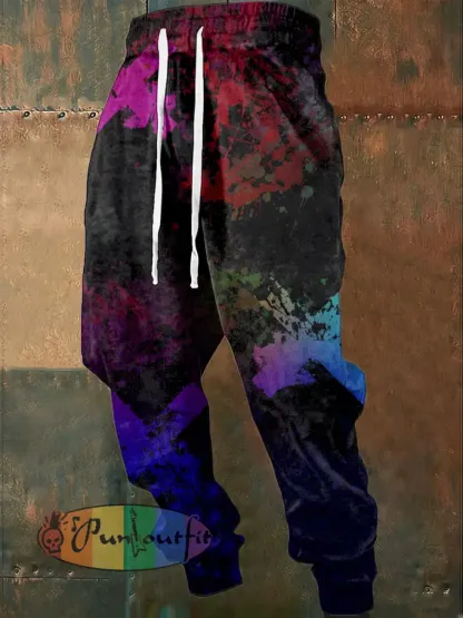 Men’s Vibrant Multicolor Abstract Splatter Sweatpants