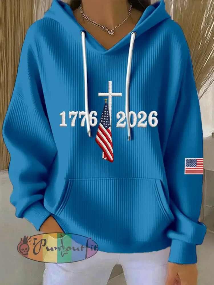 Women’s USA 1776-2026 Embroidery Pattern Hoodie