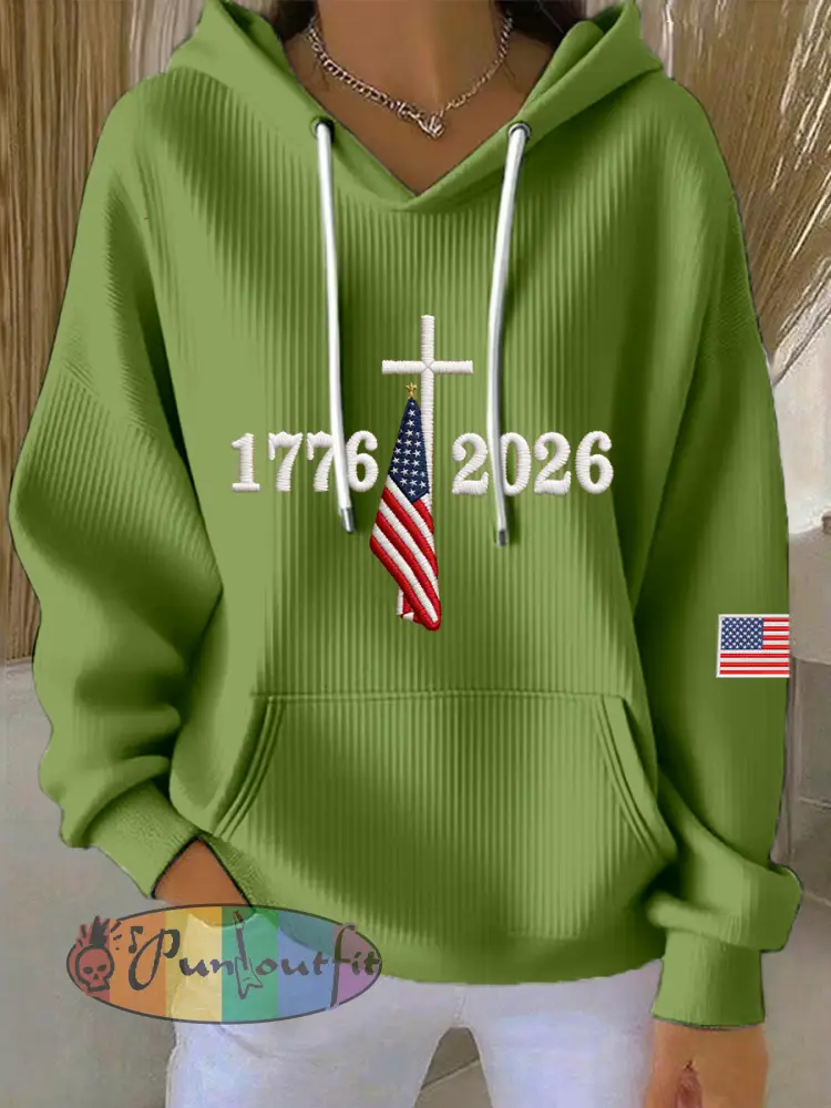 Women’s USA 1776-2026 Embroidery Pattern Hoodie