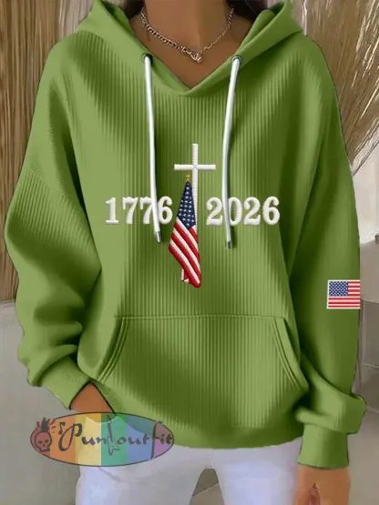Women’s USA 1776-2026 Embroidery Pattern Hoodie