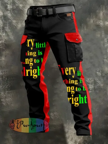 Men’s Retro Reggae Art Print Casual Workwear Trousers