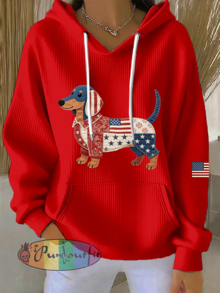 Women’s Lovely Dachshund Patchwork Pattern Hoodie