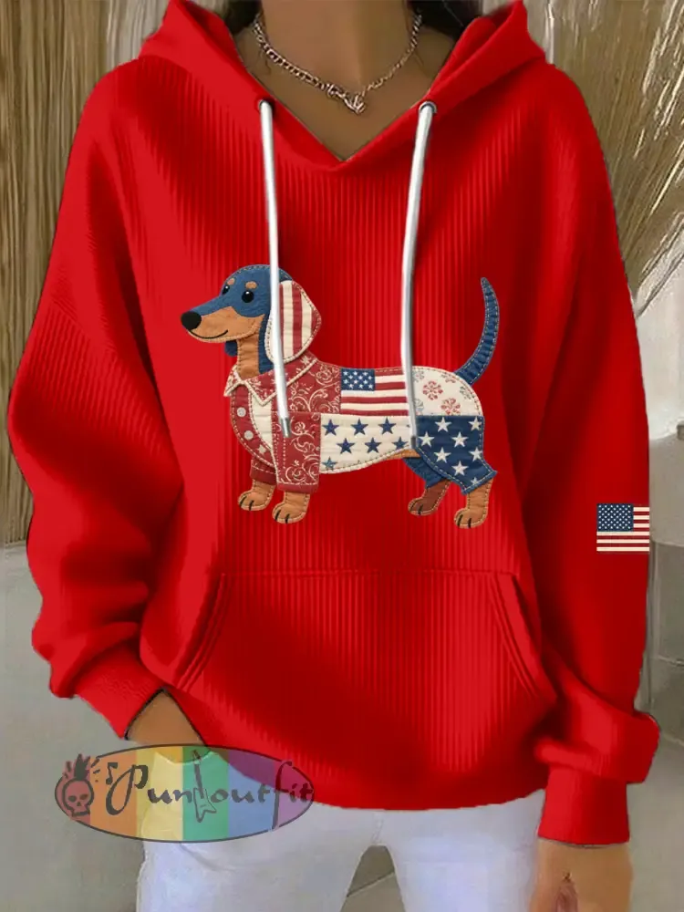 Women’s Lovely Dachshund Patchwork Pattern Hoodie