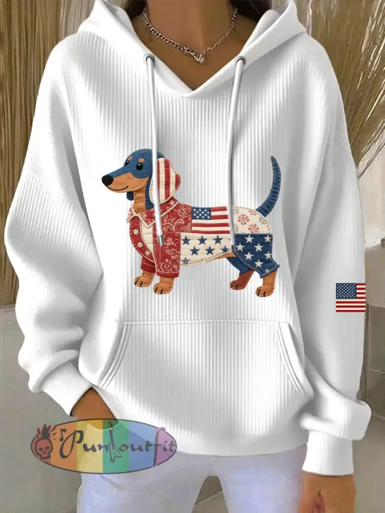 Women’s Lovely Dachshund Patchwork Pattern Hoodie