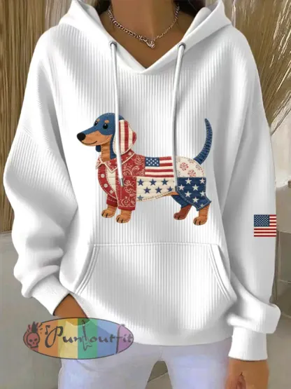 Women’s Lovely Dachshund Patchwork Pattern Hoodie