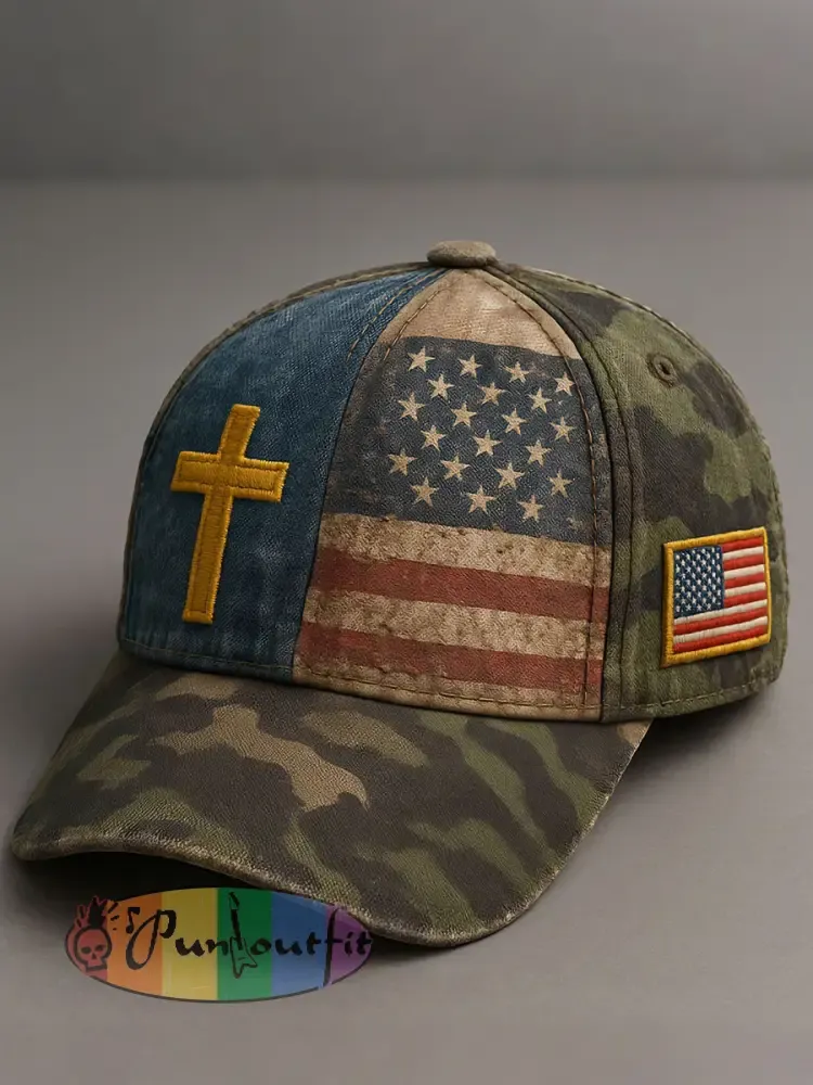 Camouflage Flag Cross Faith Unisex Hats - As picture · ONE