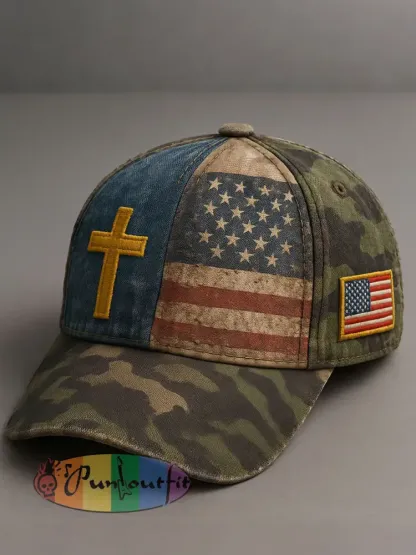 Camouflage Flag Cross Faith Unisex Hats - As picture · ONE