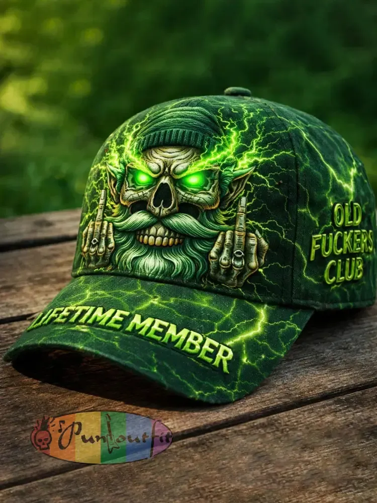 Old Fuckers Club Printed Casual Unisex Cap - Green · ONE